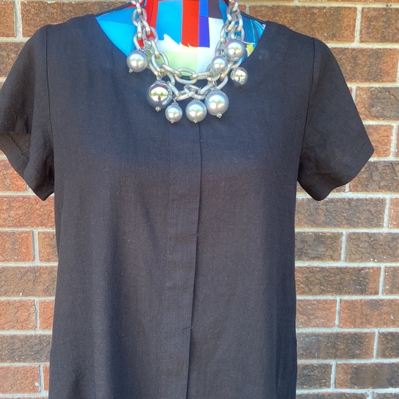 Athena Marie - black aline dress with pockets - viscose $ linen - Picture 2 of 13